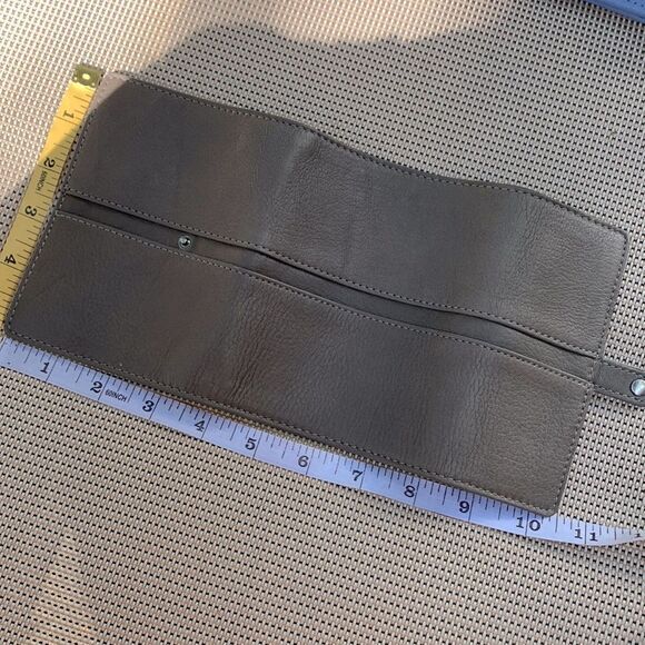 JEWELRY case gray pebbled leather travel case snap closure zippered compartment - Picture 4 of 7